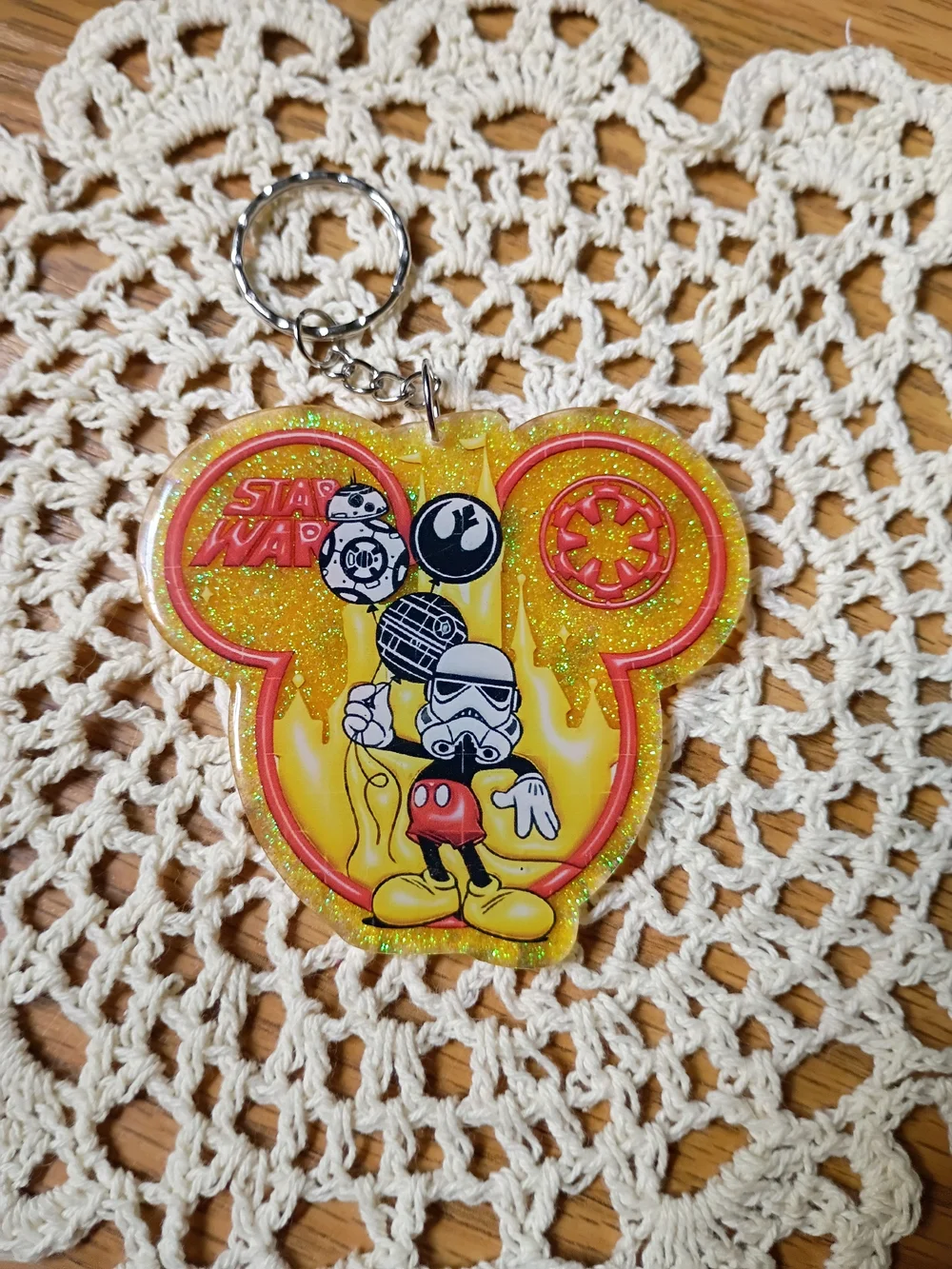Star Wars x Disney Yellow Glitter Mickey Stormtrooper Keychain